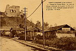 2. - Vestiges du Chteau fodal - La route de Chauny conduisant de la gare  la ville et au Chteau en ruines. Quelques maisons provisoires en planches. - La Poste