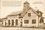 Aisne dvaste.- COUCY-LE-Chteau Nouvelle gare difie sur l'emplacement de la gare dtruite par l'ennemi, d'aprs les plans de LA RENAISSANCE DES CITES, uvre d'entraide sociale, avec le gnreux concours de la Ville deCarcassonne LES RECONSTRUCTIONS DU CHEMIN DE FER DU NORD