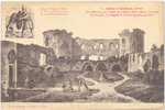 73.Coucy-le-Chteau (Aisne). Vue intrieure des Ruines du Chteau (XIIIe sicle).- La Salle des Preuses, la Chapelle et l'entre de la Grosse Tour (+devise)