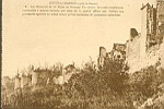 COUCY-le-Chteau (aprs la Guerre) 8.- Les Remparts de la Porte de Soissons. Un chemin de ronde actuellement inacessible  certains endroits par suite de la guerre offrait aux visiteurs une promenade agrable en mme temps qu'une succession de panoramas splendides.