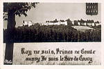 Chteau DE COUCY (Aisne) 13e sicle. Etat actuel des remparts, ct Sud-Ouest. (+devise)