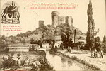 41. Coucy-le-Chteau (Aisne). Vue gnrale du Chteau construit par Enguerrand III de 1225  1230. Les quatre tours de ronde ont 35 mtres, le Donjon 65 mtres de hauteur (III) (+devise)