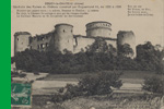 COUCY-le Chteau (Aisne) Vue Gnrale des Ruines du Chteau construit par Enguerrand III, de 1225  1230 Hauteurs des quatre tours: 35 mtres. Hauteur du Donjon: 55 mtres En 1652, le Chteau furt assig  et pris par les troupes royales. Le Cardinal Mazarin en fit dmanteler les fortifications. (+ devise)