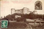 Coucy-le-Chteau - Vue gnrale du Chteau, construit par Enguerrand III, de 1225  1230. Les quatre murs de ronde ont 35 mtres, le Donjon 55 mtres de hauteur (I) (+devise)